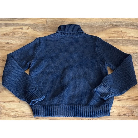 Polo Jeans Company Ralph Lauren Womens L Blue Knit Flag Turtleneck Sweater USA - Picture 5 of 8